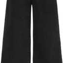 GORGLITTER Girl's Baggy Jeans Cute Wide Leg Denim Elastic High Waisted Pants Bottoms Trousers with Pockets (Black). 12 Years