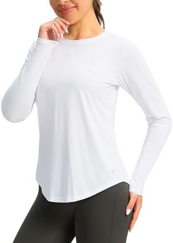 Women's UPF 50+ Sun Shirt Long Sleeve UV Shirts Rash Guard Lightweight Quick Dry Workout Hiking Tops for Women, M, White