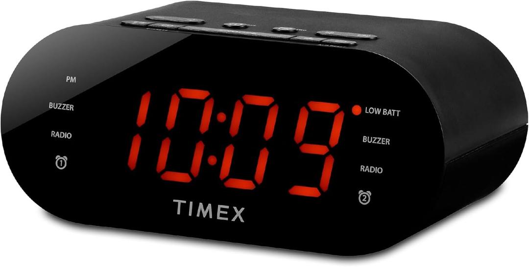 Timex T231G AM/FM Dual Alarm Clock Radio with 1.2-Inch Display and Line-in Jack (Gunmetal) (Black)