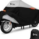 Motorcycle Cover Waterproof Outdoor with Cotton Lining, All Weather Protection from Rain, Dust & Snow - 300D Heavy Duty, Lock Holes, Storage Bag, Universal Fits up to 96" Motorcycles - MC1 (MC1 - 96" x 41" x 49")