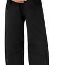 Foucome Womens Maternity Baggy Barrel Pants Wide Leg Pregnancy Lounge Sweatpants with Pockets (Small, Black)
