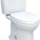 TOTO Drake Two-Piece Elongated 1.28 GPF Universal Height TORNADO FLUSH Toilet with CEFIONTECT and SoftClose Seat, WASHLET+ Ready, Cotton White - MS776124CEFG#01