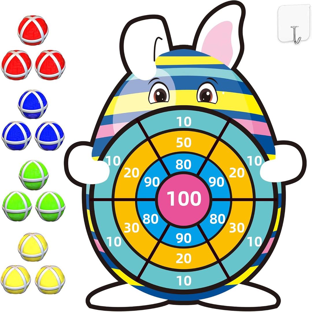 Easter Basket Stuffers,30" Bunny Dart Board with 12 Sticky Balls,Easter Eggs Filled,Easter Theme Party Favor,Easter Gifts for Boys Girls - Outdoor Indoor Kids Toys-Easter Decor Decorations