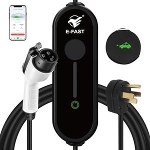 Level 2 EV Charger, 32Amp 240V Portable Electric Vehicle Charger with 25ft Charging Cable and NEMA 14-50 Plug, Adjustable Current, WiFi Enabled, Smart APP, Works with EV and Hybrid Vehicles