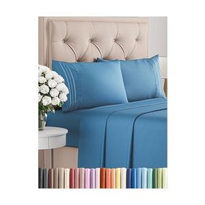 Twin Size 4 Piece Sheet Set - Comfy Breathable & Cooling Bed Sheets Set - Hotel Luxury Bedding for Women, Men, Kids, Teens, Boys & Girls - Deep Pockets, Soft and Wrinkle Free - Oeko-Tex - Denim Blue