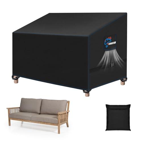 SIRUITON 4-Seat 73" W x 27" D x 35" H Garden Patio Sofa/Loveseat/Bench Cover,Heavy Duty 420D Oxford Waterproof Outdoor Sofa Cover, Lawn Patio Furniture Covers