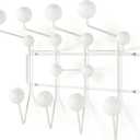 SHISEDECO Classic Hang it All Coat Rack, Mid Century Modern Wall Mounted Hooks with Painted Solid Wooden Balls, Decorative Creative Fashion Wood Hanger for Home, Bedroom (White)