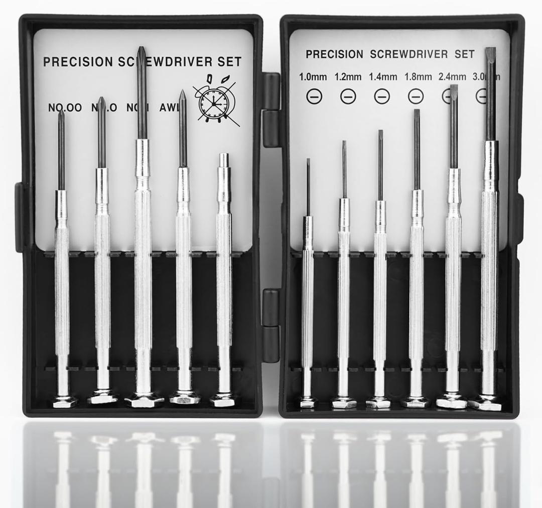 11PCS Small Precision Screwdriver Set, Premium Mini Screw Driver Set Kit, 6 Different Sizes of Flat Head Philips Screwdrivers for Watch, Eyeglasses, Electronics, Repair Box