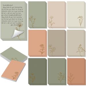 Spiareal 100 Pcs Blank Note Cards 4 x 6 in Blank Decorative Notecards Index Cards Bulk Thank Greeting Notecards for DIY School Office Wedding Baby Shower(Green,4 x 6 in,Floral)