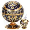 Windproof Ashtray with Lids Metal Portable Cigarette Ashtray for Outdoors and Indoors Use, Hand Stamped Pattern Nice Gift for Men and Women (Navy Blue)