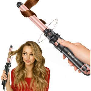 Rotating Curling Iron - 1-Inch/25MM Professional Hair Curler with LED Display, Fast-Heating Curling Wand for Long & Short Hair, Perfect Hair Waver Styling Tool, (Rose Gold)