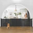 Upgrade Retractable Baby Gates Extra Wide (200" W x 42" H), 200 inch Reinforced Retractable Dog Gate to Prevent Crawling Through, Retractable Gate Outdoor/Indoor, Real One-Handed Operation, Black