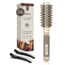 AIMIKE Round Hair Brush, 1 inch Barrel with Boar Bristles, Nano Thermal Ceramic & Ionic Tech, for Blow Drying, Styling, Curling and Shine + 4 Clips (Gold, Unisex, Fine Hair, Short Hair, AntiFrizz)