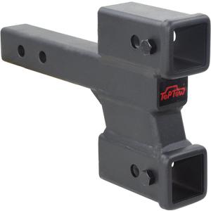 TOPTOW Trailer Dual Hitch Extender Adapter with 2 & 4-inch Riser/Drop, 2" Receiver, 2-inch Solid Shank, 10000lbs Capacity