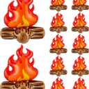 Sumind 12 Pieces Inflatable Fake Campfire Camping Props Bonfire Party Decor Campfire Party Decorations Artificial Flame for Indoor Camping Overnight and Scene Setting