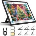Heanolier Rechargeable A3 Light Board with Stand for Diamond Painting,5100 Lux Magnetic Light Pad with Side Buttons,5000mAH battery,Wireless Light Box for Tracing,LED Light Table for Sketching,Drawing