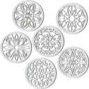 Ferraycle 6 Pieces Thicken Rustic Wall Decor Farmhouse Wall Art Wooden Round Art Hanging Decoration Hollow Carved for Living Room Bedroom Kitchen Office Apartment Hallway(Retro Grey)