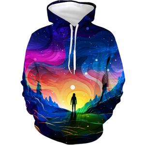 Unisex 3D Galaxy Hoodie Novelty Hooded Sweatshirt Colorful Graphic Long Sleeve Hoodies with Big Pockets (M)