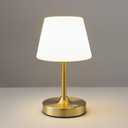 PUSU Cordless LED Gold Small Table Lamp, Waterproof Shower Light with 4000mAh Battery, Portable Rechargeable Touch Dimming Night Light for Bathroom, Outdoor Camping, Kitchen, Patio, Restaurant (H10.2  5.9 inch, Electroplated Gold (Metal + PE Plastic))