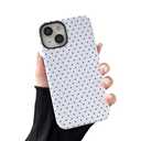 Sayoaho Compatible with iPhone 14/15 Plus Case, Fashion Cute Polka Dot Pattern Aesthetic Design for Women, Soft TPU and Hard Back Shockproof Phone Case for iPhone 14/15 Plus 6.7 inch, White
