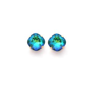 Genuine Austrian Crystal Earrings, Ultra Emerald AB, 12mm Cushion Cut, Drops Or Studs, Square Or Diamond, Assorted Finishes