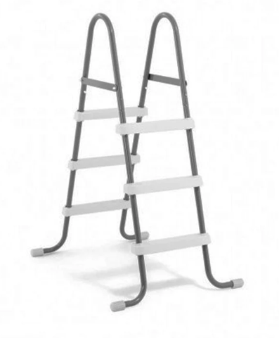 Above Ground Pool Ladder for 48 Inch Pools, 3-Step Double Sided Pool Stairs with Flip Up Safety Design, White/Gray