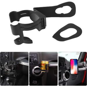 Savadicar JK Multi-Function Drink Cup Phone Holder, 2 in 1 Bolt-on Stand Bracket Organizer, Cell Phone Mount Compatible with 2011-2018 Jeep Wrangler JK JKU 2 & 4 Door, Interior Accessories, Black