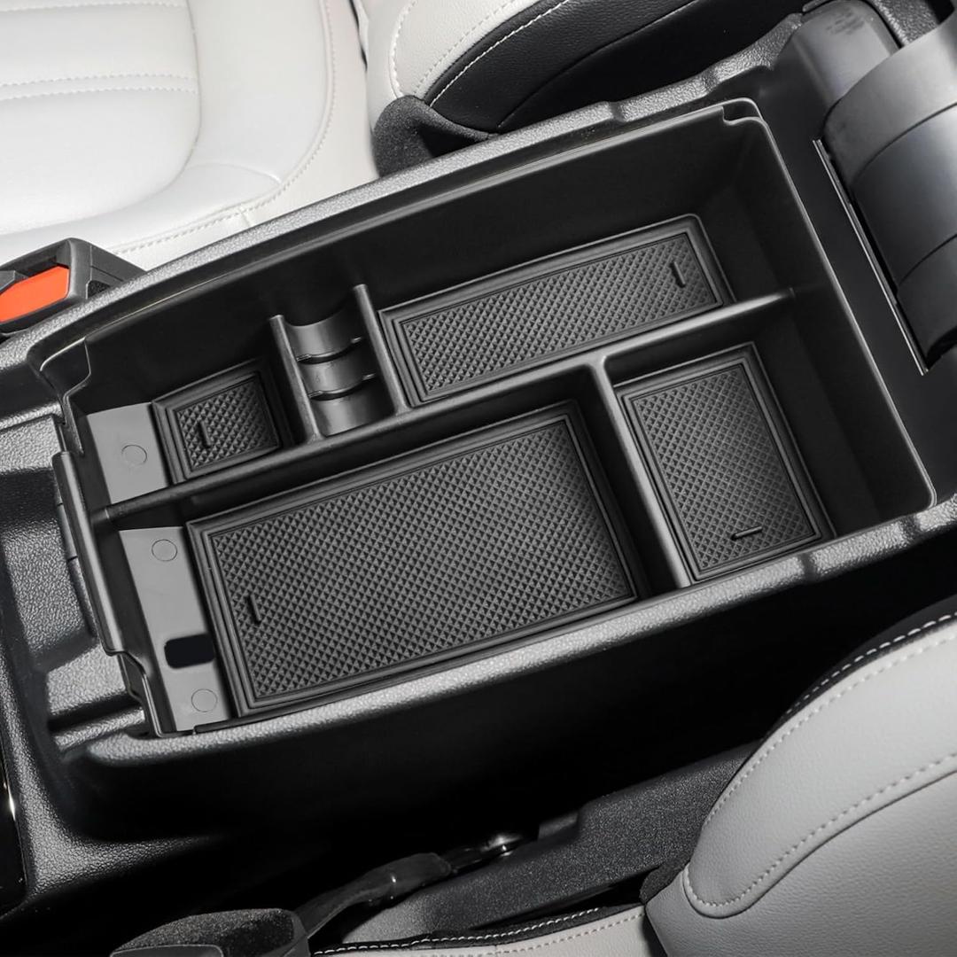 HGWEI Center Console Organizer Tray Compatible with Ford Escape 2020-2026/Bronco Sport 2021-2026 Accessories, Insert Container ABS Secondary Armrest Storage Box (Not for U725 2-Door), Black