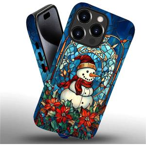 Compatible with iPhone 15 Pro Case,Christmas Snowman Glass Pattern 2 in 1 Double Protection,Anti-Scratch Shockproof Christmas Case for iPhone 15 Pro