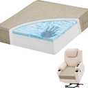 baibu 20x20x5 Inch Square Gel Memory Foam Recliner Cushions for Elderly, Dual-Layer Non-Slip Recliner Seat Cushion Suitable for Couch for Easy to Stand Up & Reduce Hip & Lumbar Pain, Beige