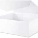 BLK&WH Extra Large Gift Box with Lid 16.3x14.2x5 Inches, White Gift Box Closure Lid for Clothes and Large Gifts (Glossy White)