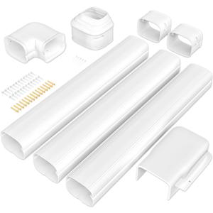 4 Inch Mini Split Line Set Cover 11 Ft, PVC & PP Line Cover Set Universal for Mini Split AC & Central AC, Line Set Cover for Heat Pump System