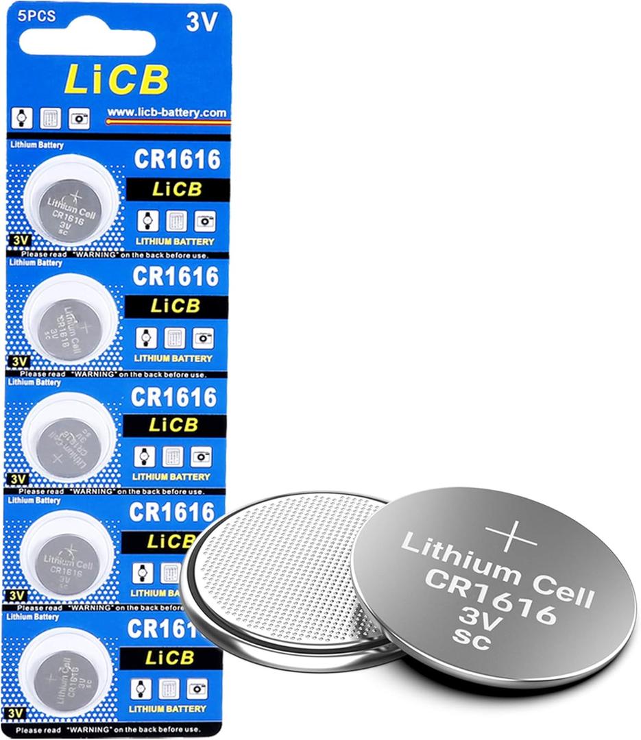 LiCB CR1616 Battery,Long-Lasting & High Capacity CR1616 Lithium Batteries,3 Volt Coin & Button Cell (5-Pack)