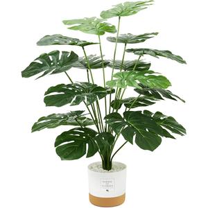 Guheake 26" Fake Plants Large, Tropical Palm Tree Artificial Monstera Faux Plant Tree with Pot for Home Office Living Room Decor Indoor
