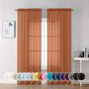 Chyhomenyc Burnt Orange Sheer Curtains 84 Inch Length 2 Panels, Light Filtering Soft Airy Voile Rod Pocket Sheer Window Drapes for Bedroom Living Room, Each 42Wx84L Inches