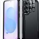 SPIDERCASE Designed for Samsung Galaxy S25 FE Case,[10 FT Military Grade Drop Protection],2 Pack [Tempered Glass Screen Protector+Camera Lens Protector] Heavy Duty Shockproof Case,Black
