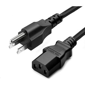 3 Prong AC Power Cord 10ft Long Standard | 125V-250V | for Computer, Monitor, TV, Printer, Power Supply PSU Electric Cable Replacement Power Cord