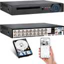 KERUI 16 Channel Security Recorder DVR for Security Camera, 16CH Surveillance Video Recorder,5MP Hybrid 6-in-1 Camera DVR AHD/TVI/CVI/CVBS/IP XVI with Human Detection,24/7 Recording(with 4TB HDD)