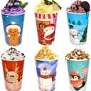 Fancy Land 24 Pcs 16 Ounces Christmas Disposable Coffee Cups Merry Xmas Paper Cups with Lids Sleeves Holiday Cold Beverage Hot Chocolate Drinks Dinner Party Tableware Decorations Supplies Character