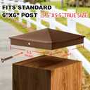 Dunzy 16 Pcs 6 x 6 Post Caps Aluminum Pyramid Decorative Fence Post Covers Works Only for Actual 5.5 x 5.5'' Wood Square Metal with Screws for Corridors Decks Mailbox Pole(Brown)