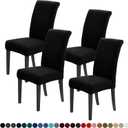 Joccun Chair Covers for Dining Room Set of 4,Dining Chair Slipcovers Stretch Dining Room Chair Covers Seat Protector,Washable Parsons Chair Cover for Home,Hotel,Banquet(Black,4 Pack)