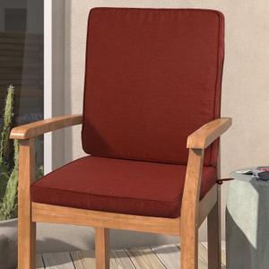 Magpie Fabrics Outdoor/Indoor High Back Square Corner Chair Cushion with Handle & Ties, Waterproof for Home Garden Balcony Patio Beach Swimming Pool, 45"x20"x3", Dark Red
