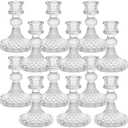 Sudifor Candlestick Holders Set of 12-4" H Crystal Taper Candle Holders, Thick Glass Candle Stand with Diamond Pattern for Table, Wedding, Party, Church Decoration, Home Decor