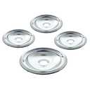 Kitchen Basics 101 Made in the USA 119204XZ Style B Chrome 4 Pack Drip Bowls 3 Small 6” and 1 Large 8” Replacement for GE WB31T10010 and WB31T10011