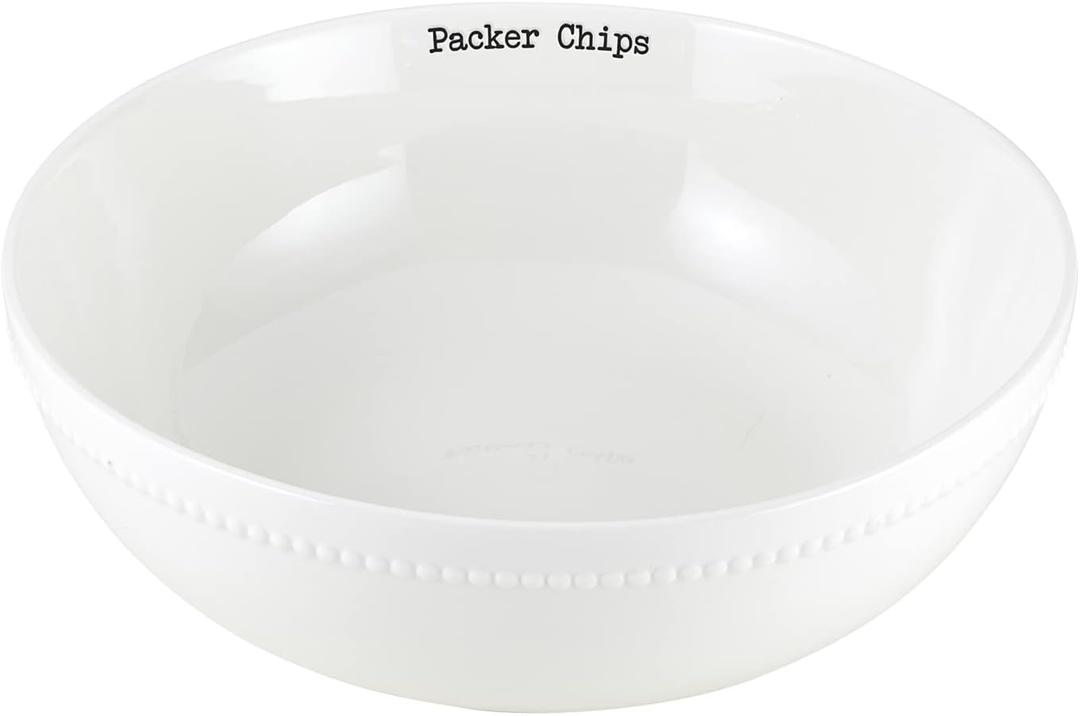 47th & Main Football Themed Ceramic Serveware, Chip Bowl, Packers