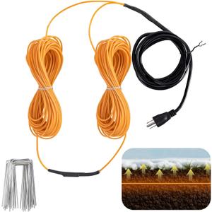 Adnee 118Ft Thermostatic Soil Heating Cable,Rubber Heating Warming Cable with Thermostat and Ground Stakes,Plant Soil Heater Cable for Cold Frame,Graden,Greenhouse Seed Grow