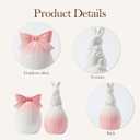 DN DECONATION Easter Decorations Bunny and Egg Figurines Set, Pink to White Gradient Easter Spring Home Decor, Ceramic Rabbit Egg Sculpture for Farmhouse Tabletop Centerpiece Wedding Gifts 2PCS
