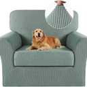 Turquoize 2 Piece Chair Covers Chair Slipcovers For Living Room Armchair Sofa Covers Chair Couch Cover with Arms Washable Furniture Protector for Chairs Feature Thick Jacquard Fabric (Chair,Dark Cyan)