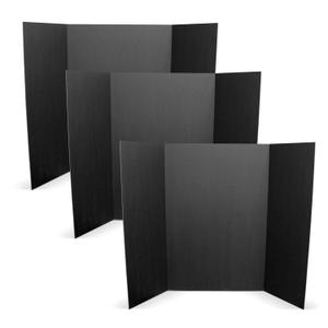 Flipside Products 36 x 48 Foam Project Boards for Presentations, Science Fair, School Projects, Event Displays and Trifold Picture Board - Total Black 3/16'' Thick - 3 Pack