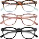 Ryegis 3-Pack Retro Square Bifocal Reading Glasses Women,Spring Hinge Computer Readers,Anti UV Ray Blue Light Blocking Eyeglasses 1.75